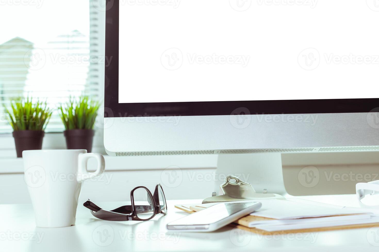 working table with computer photo