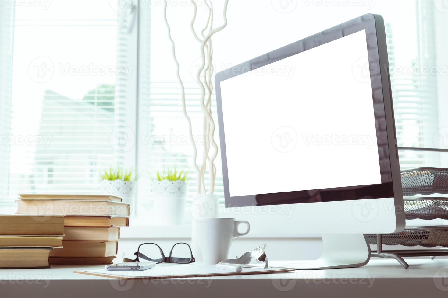 working table with computer photo