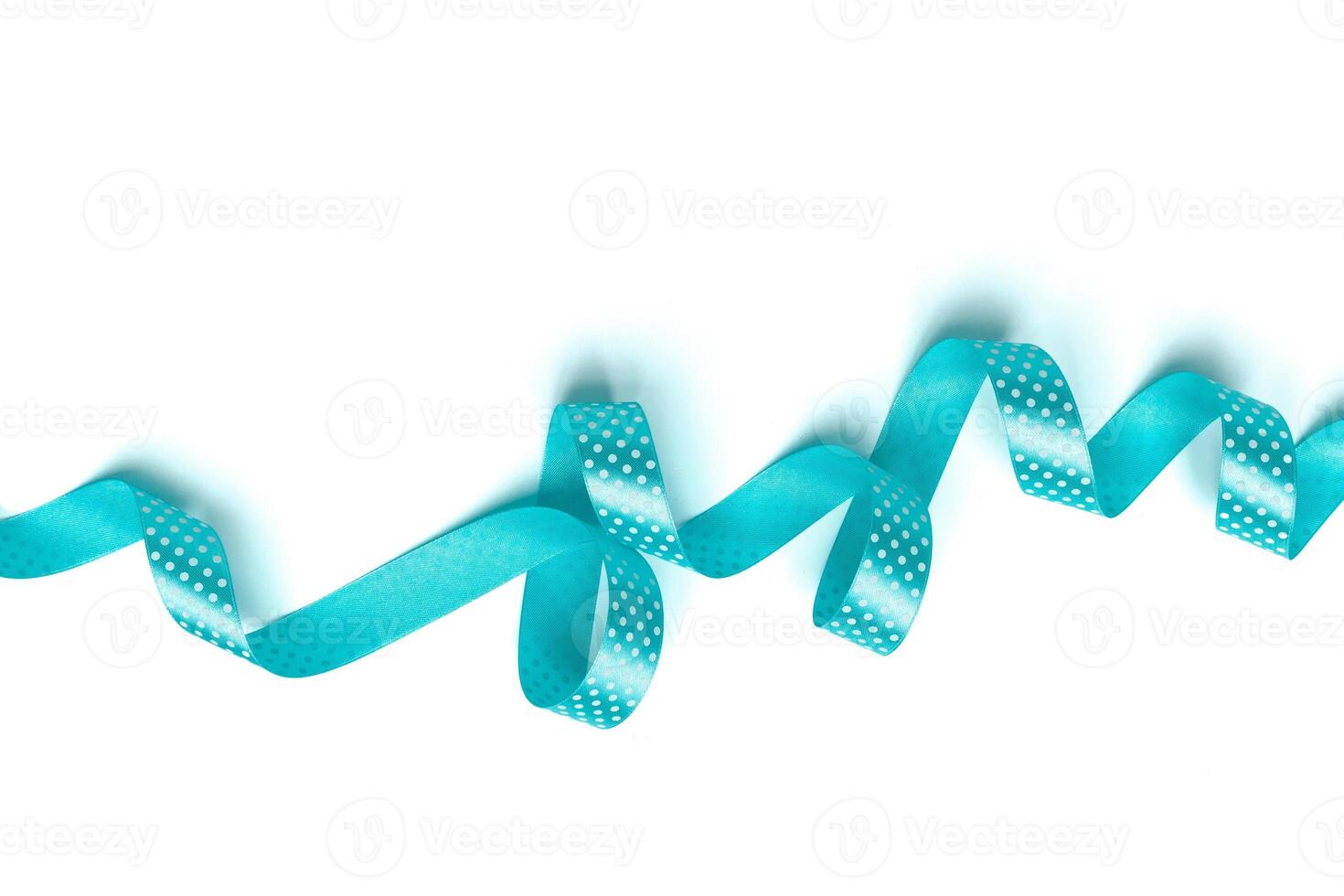 Shiny blue ribbon isolated on white photo