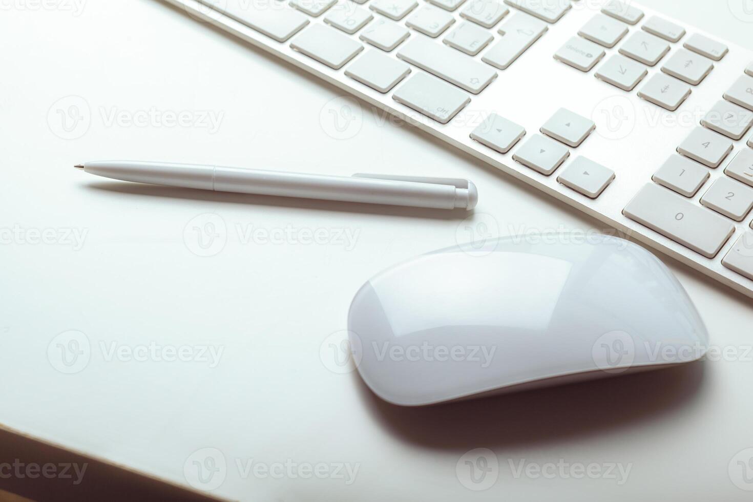 Close up image of computer office keyboard on a white background photo