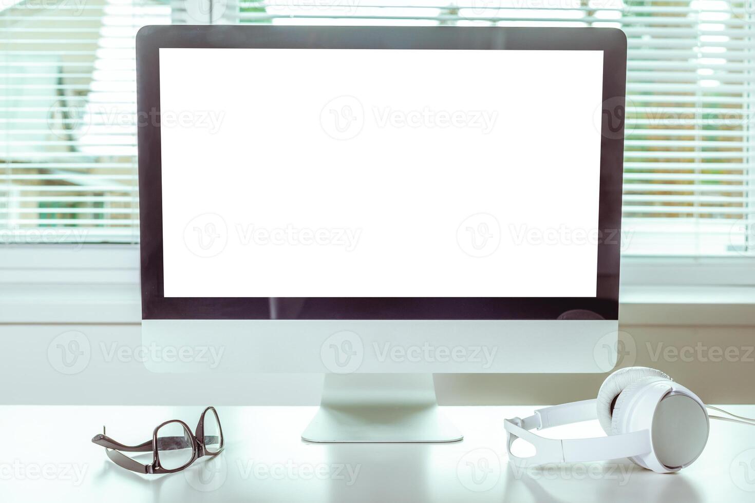 working table with computer photo