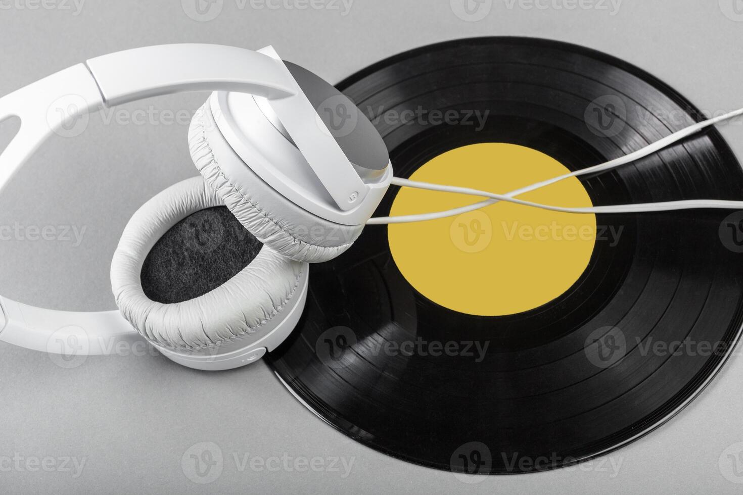 vintage vinyl on gray background photo