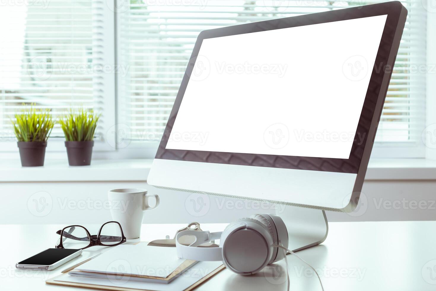 working table with computer photo