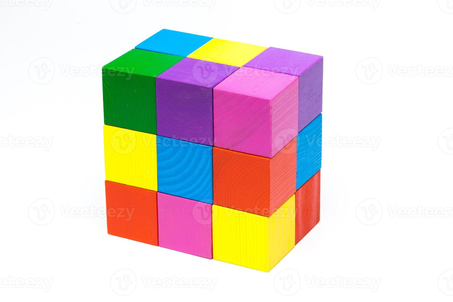 colored children cubes on white isolated background photo