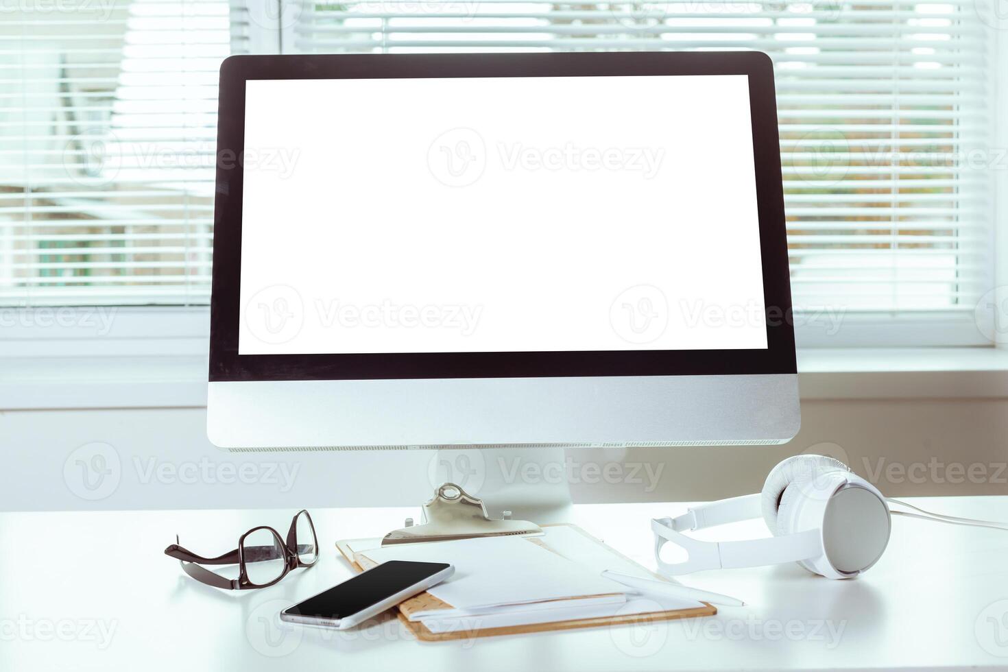 working table with computer photo