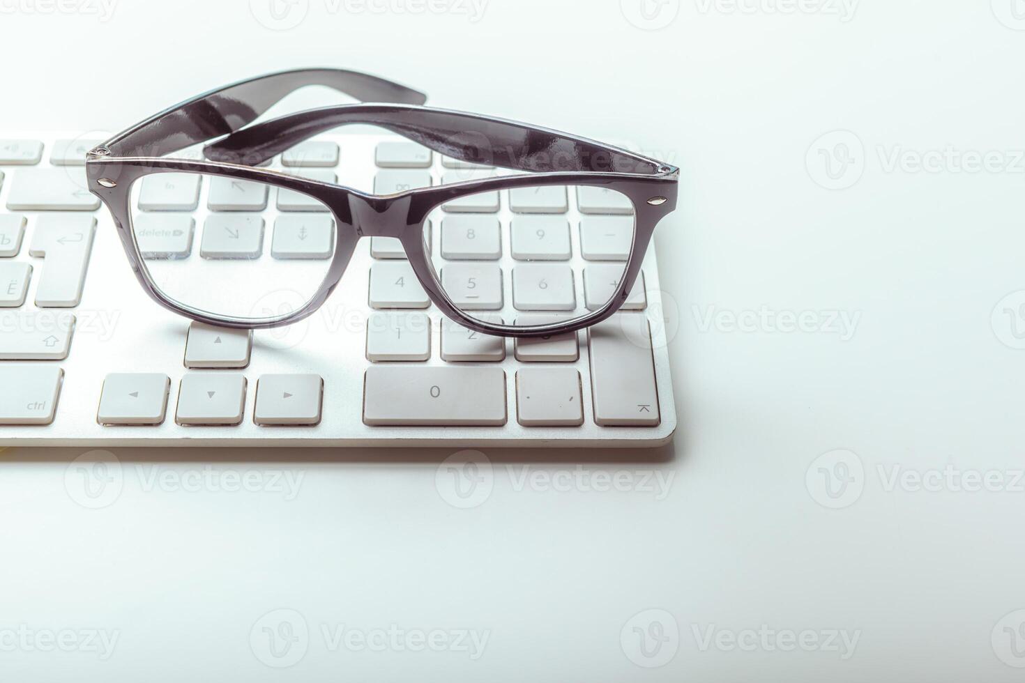 Close up image of computer office keyboard on a white background photo