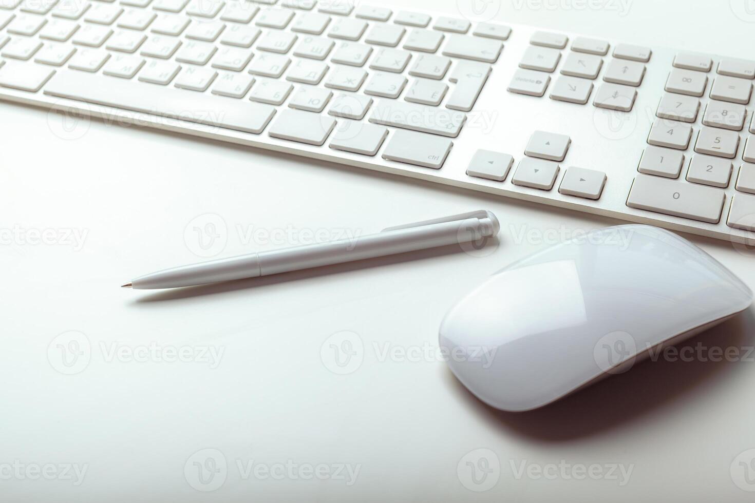 Close up image of computer office keyboard on a white background photo