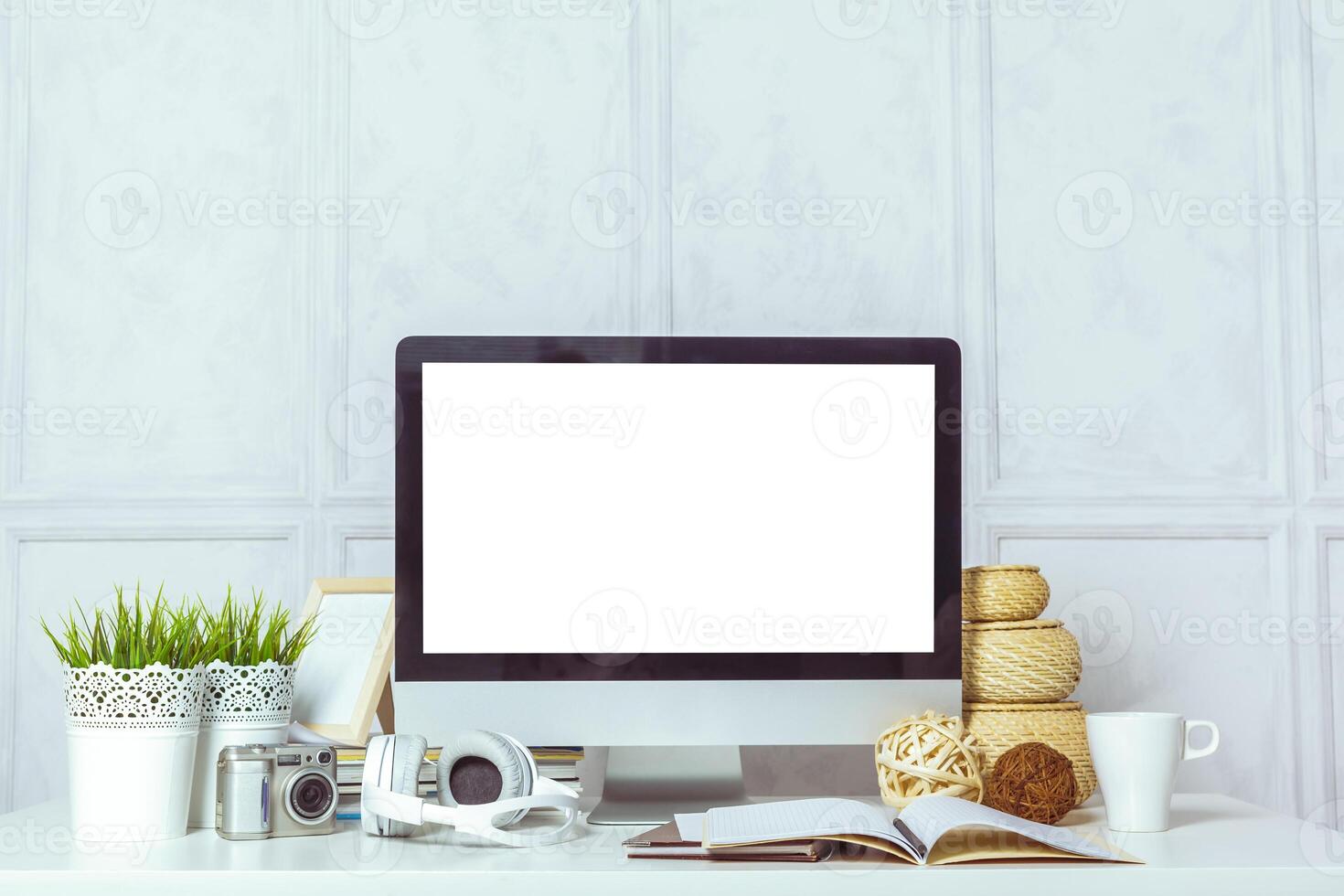working table with computer photo