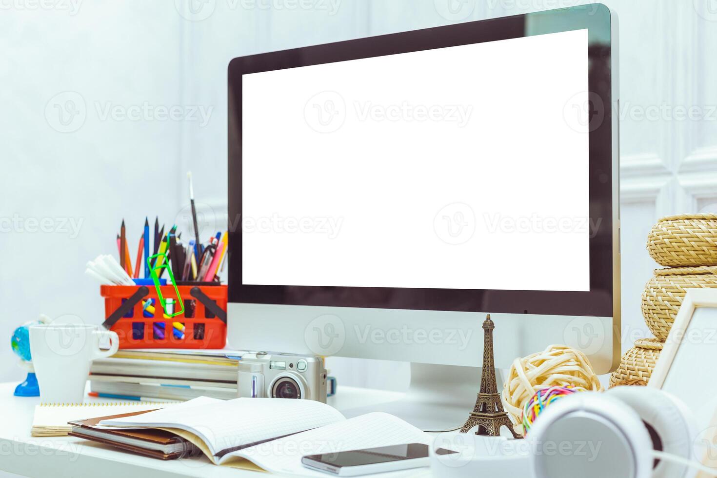 working table with computer photo