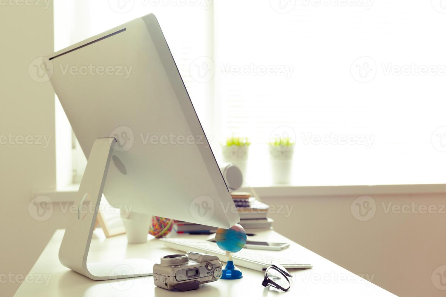 working table with computer photo