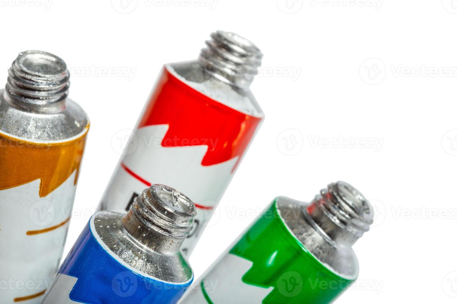paint in tubes isolated on white photo