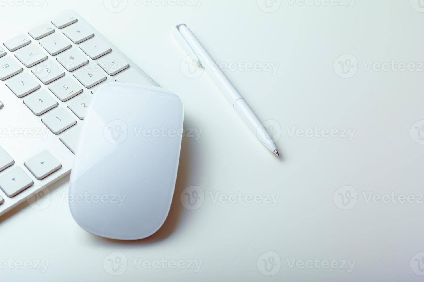 Close up image of computer office keyboard on a white background photo