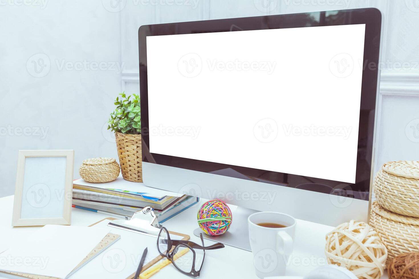 working table with computer photo