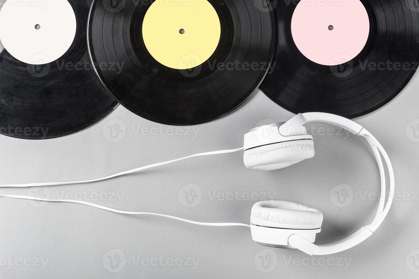vintage vinyl on gray background photo