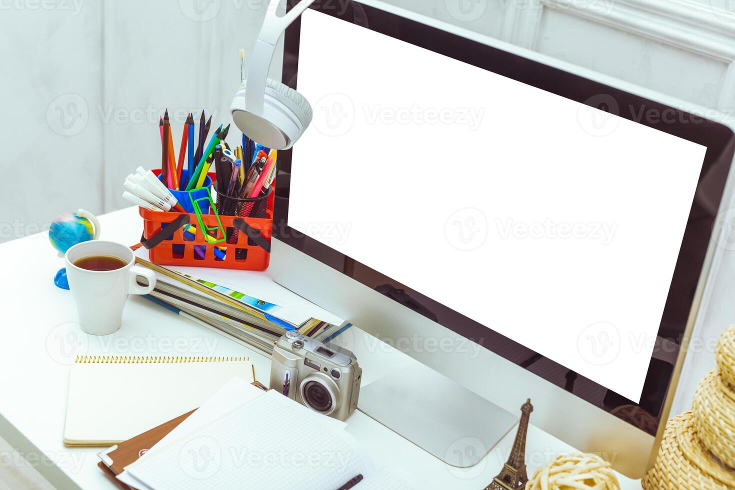 working table with computer photo