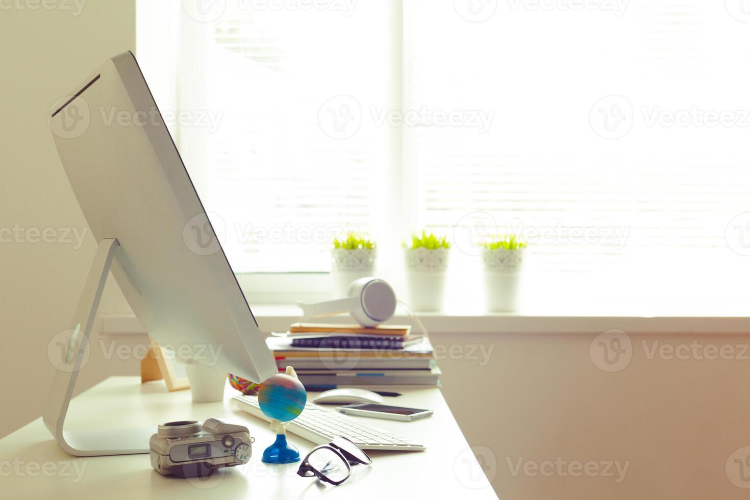 working table with computer photo