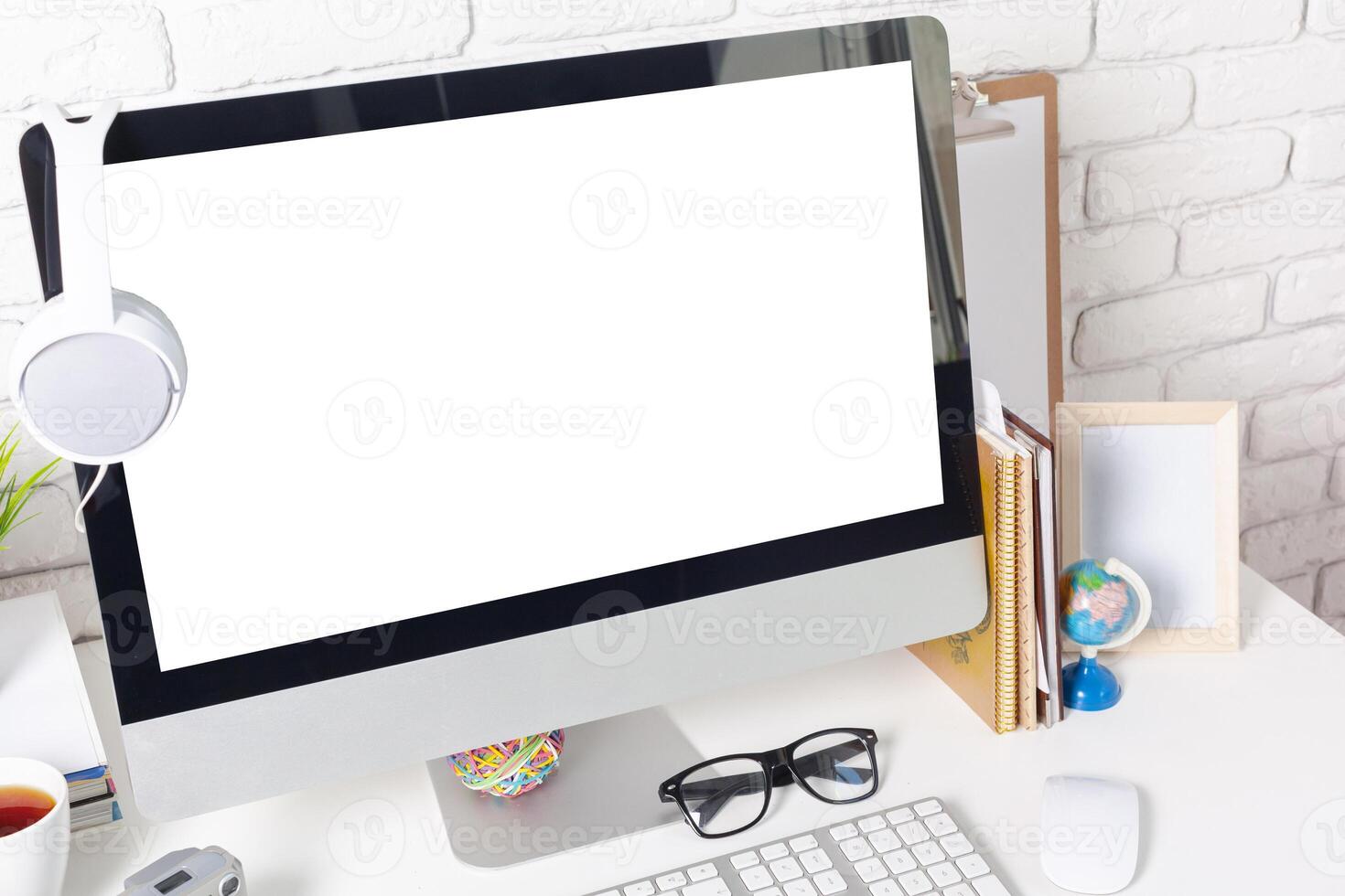 working table with computer photo