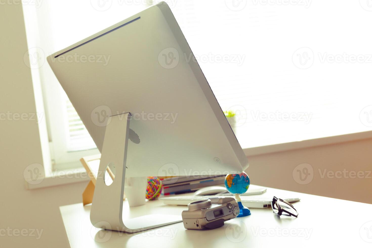 working table with computer photo