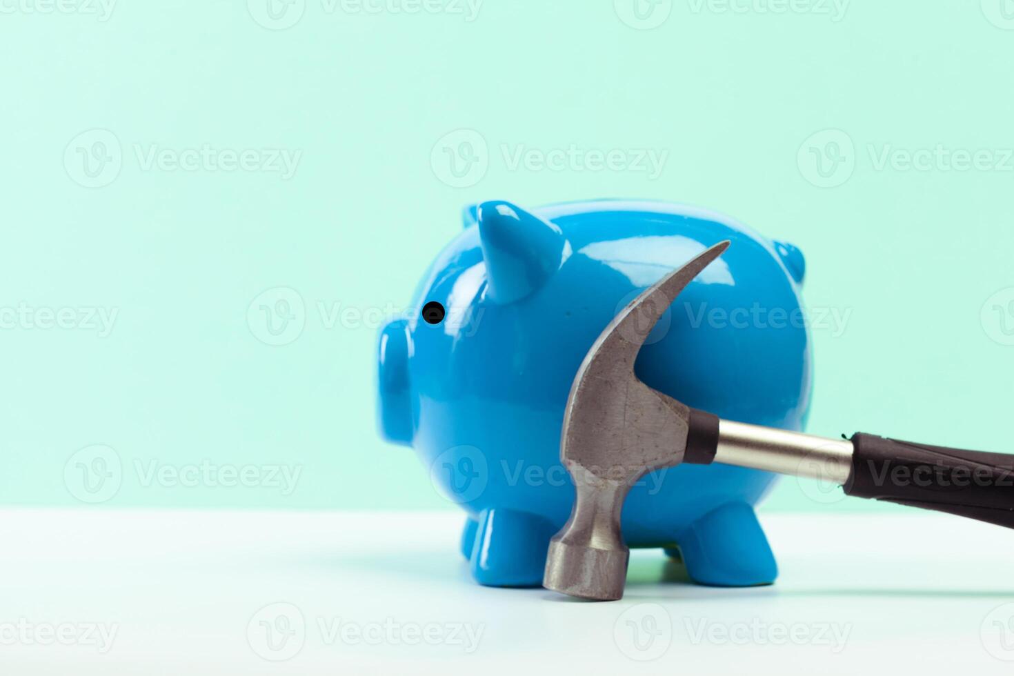 Blue piggy bank or money box photo