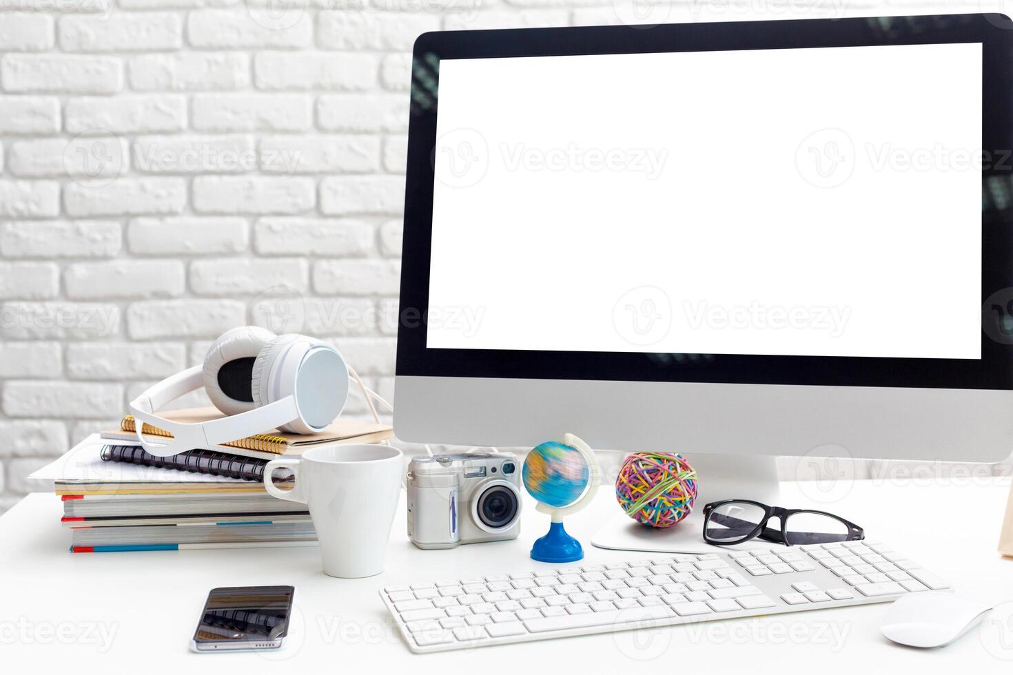 working table with computer photo