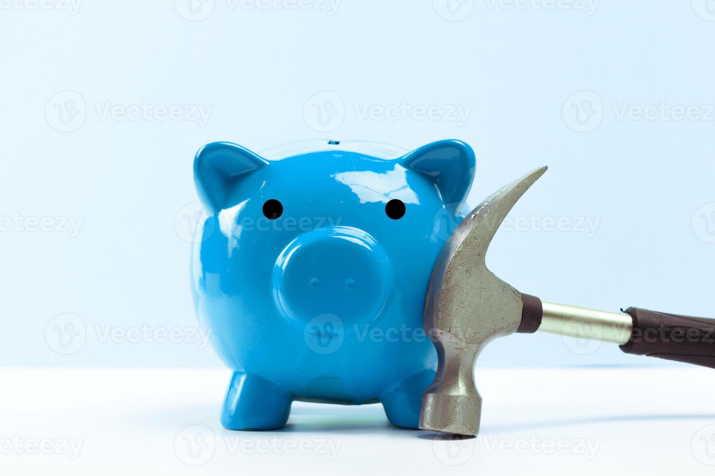 Blue piggy bank or money box photo