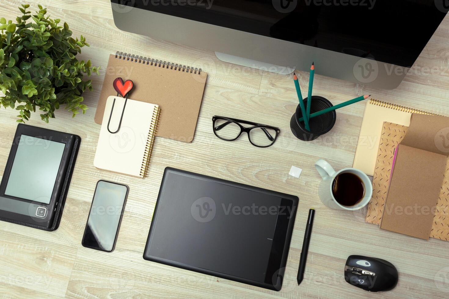 Working place of designer, close-up photo