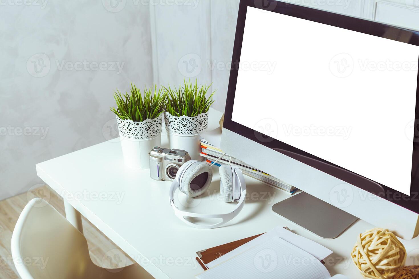 working table with computer photo
