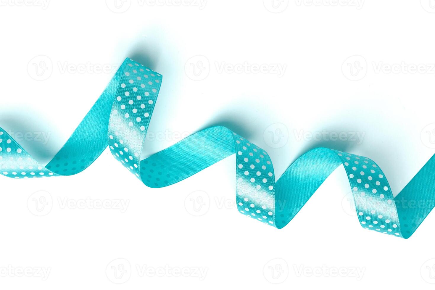 Shiny blue ribbon isolated on white photo