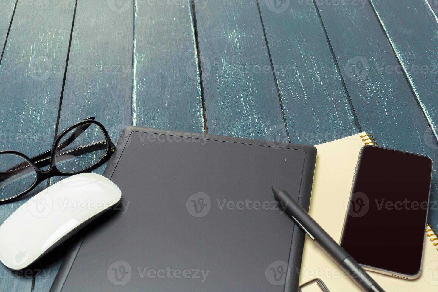 Working place of designer, close-up photo