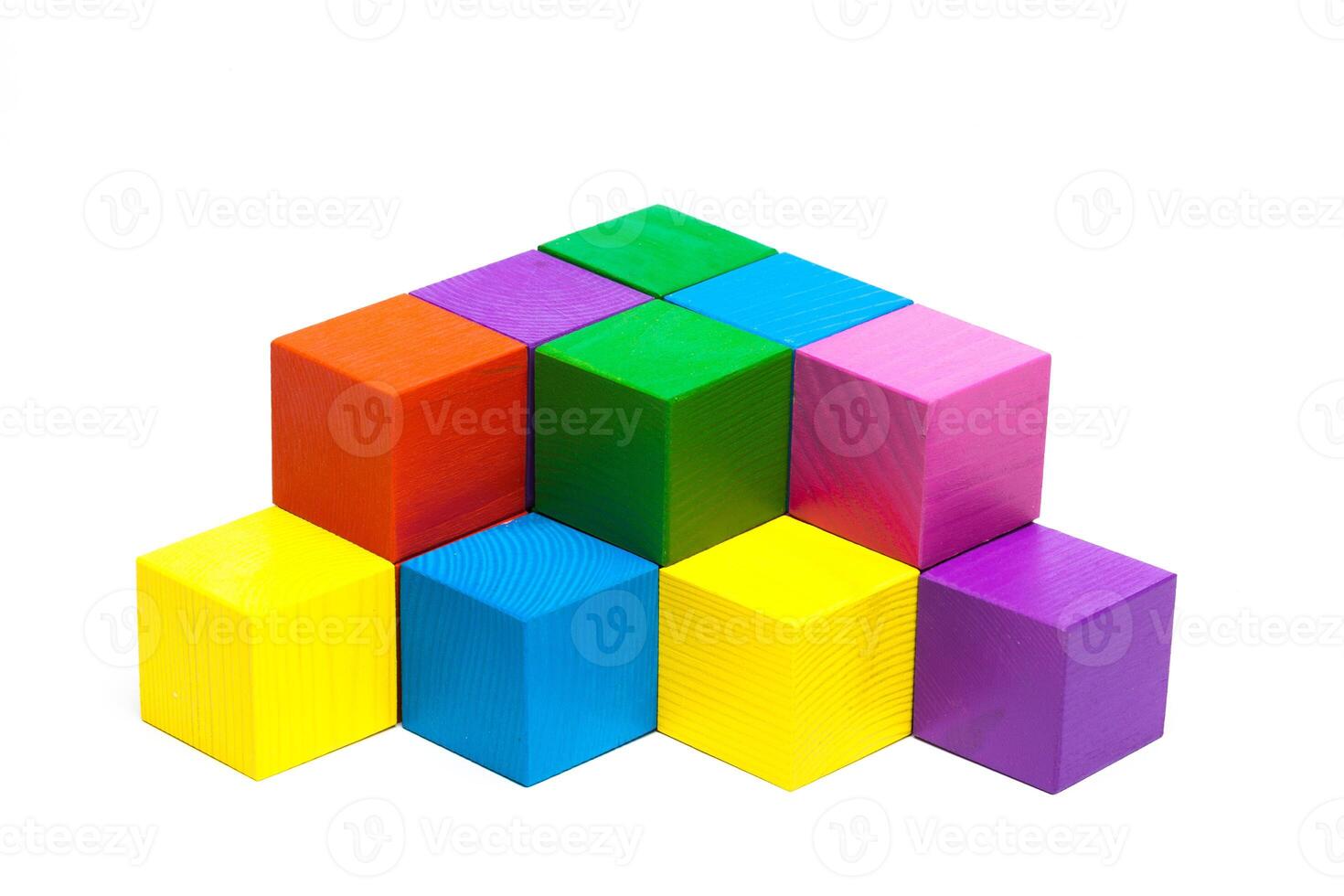 colored children cubes on white isolated background photo