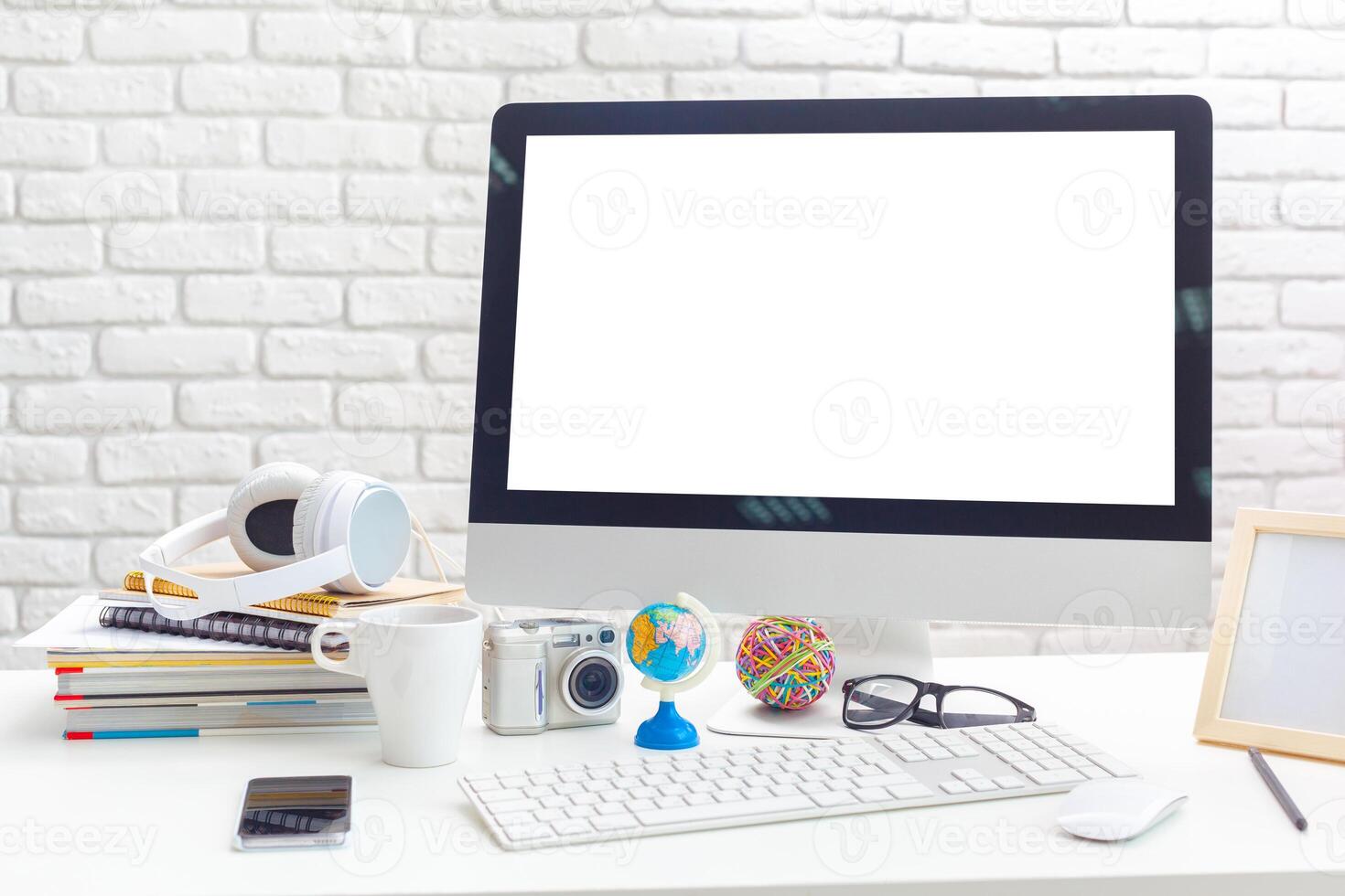 working table with computer photo