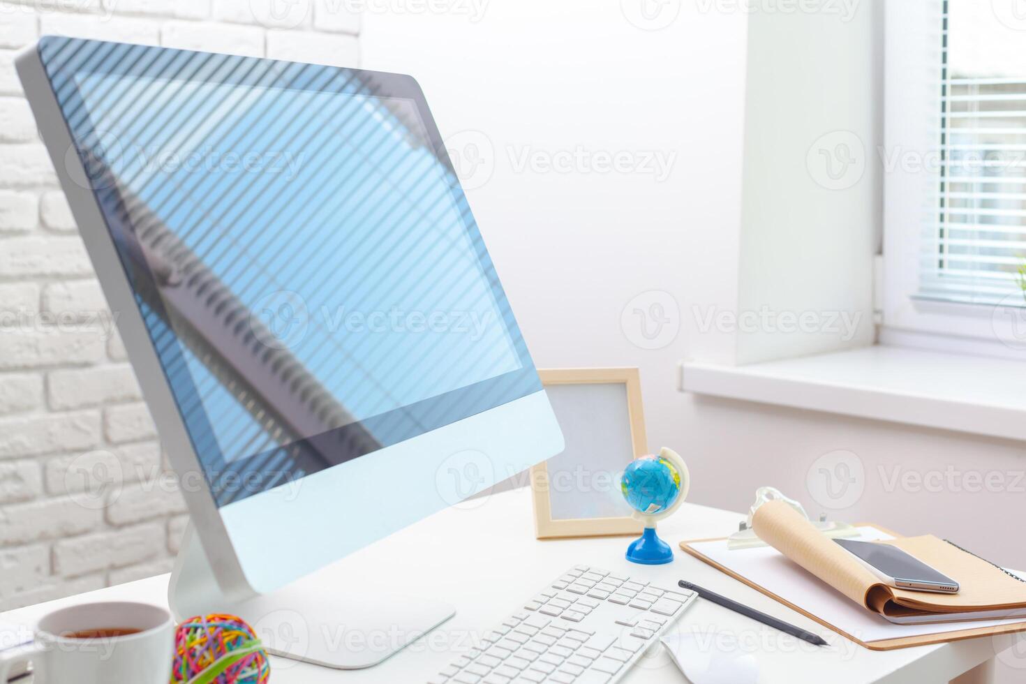 working table with computer photo