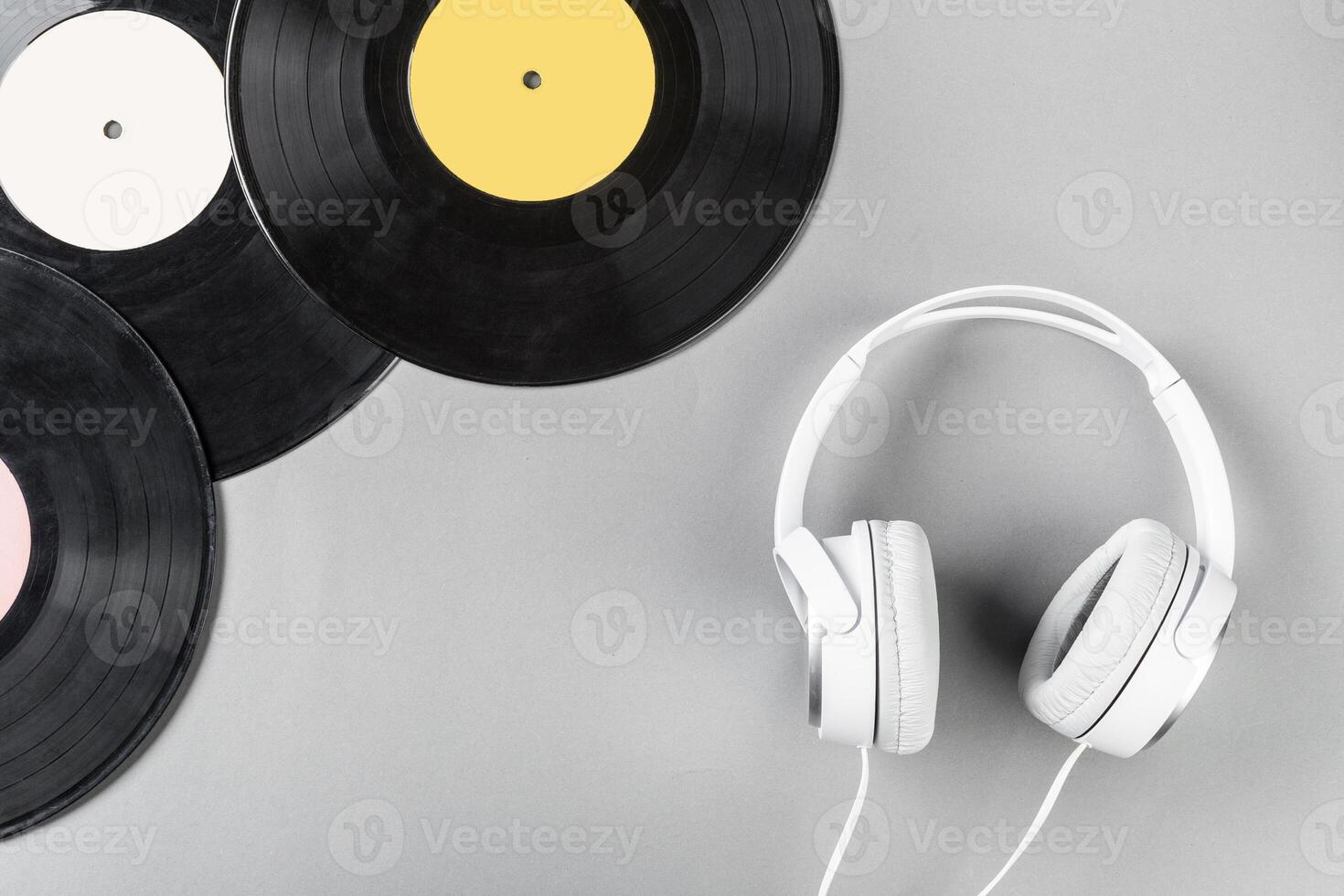 vintage vinyl on gray background photo