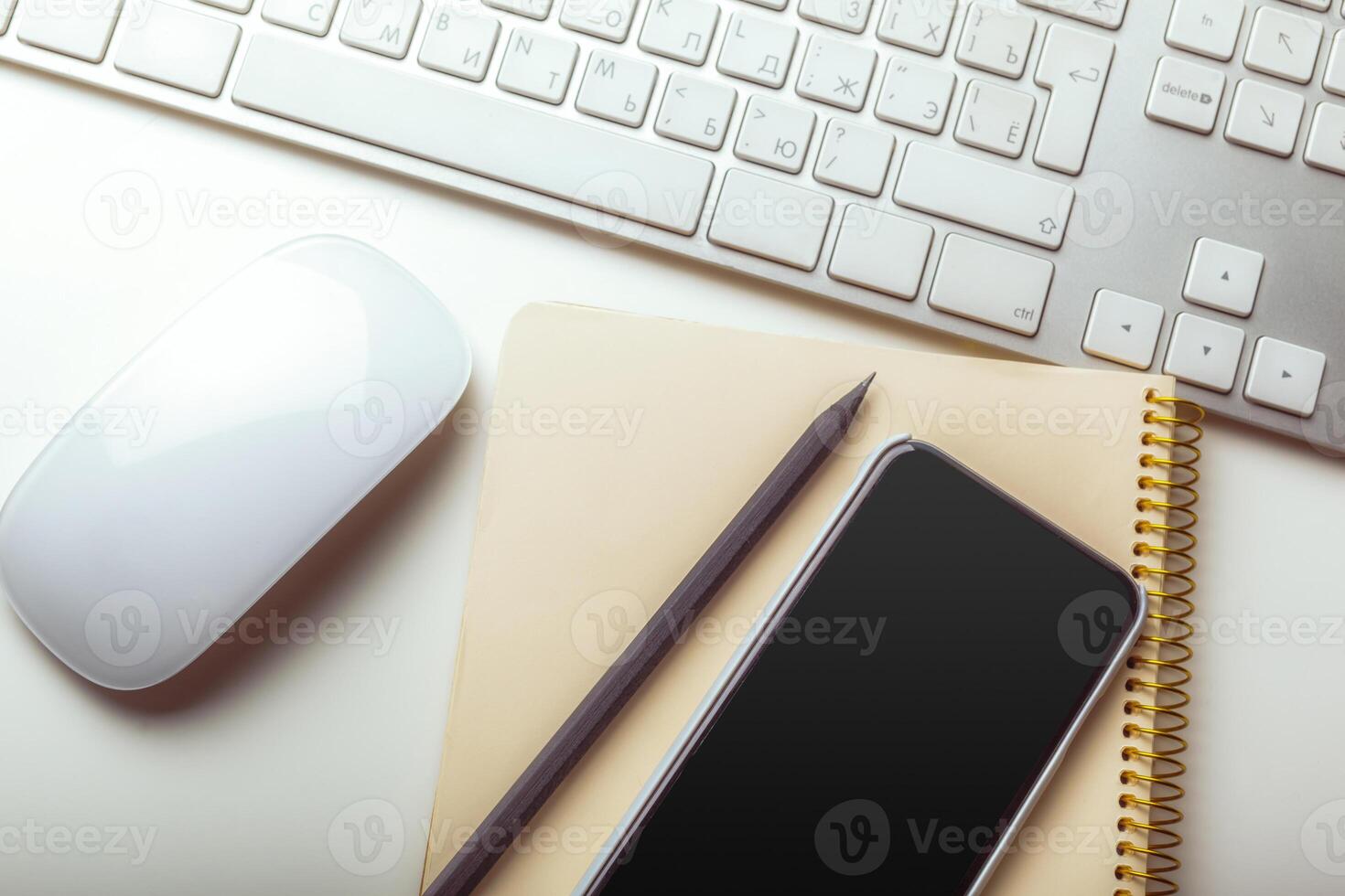 Close up image of computer office keyboard on a white background photo