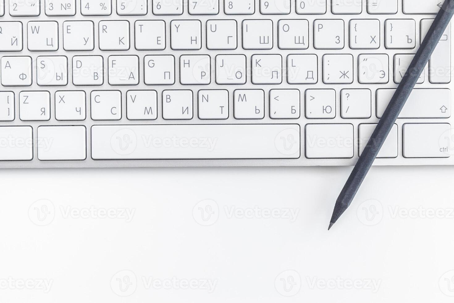 Close up image of computer office keyboard on a white background photo