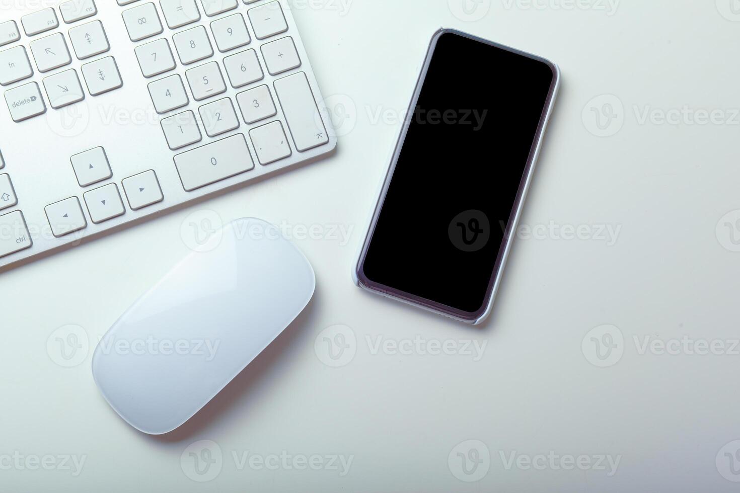 Close up image of computer office keyboard on a white background photo