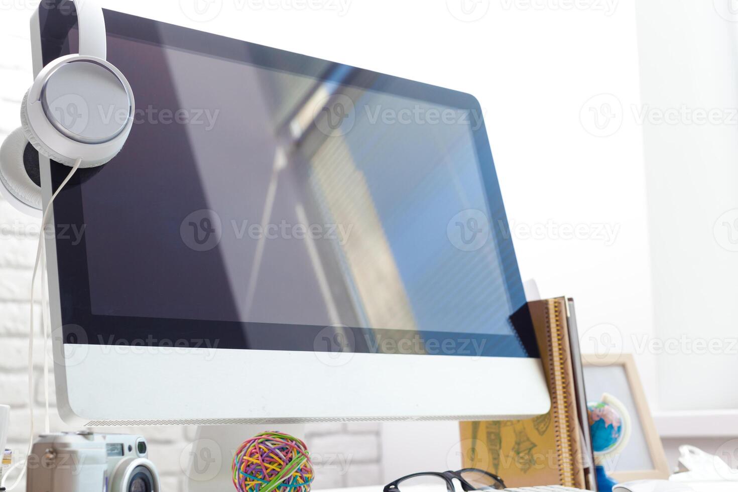 working table with computer photo