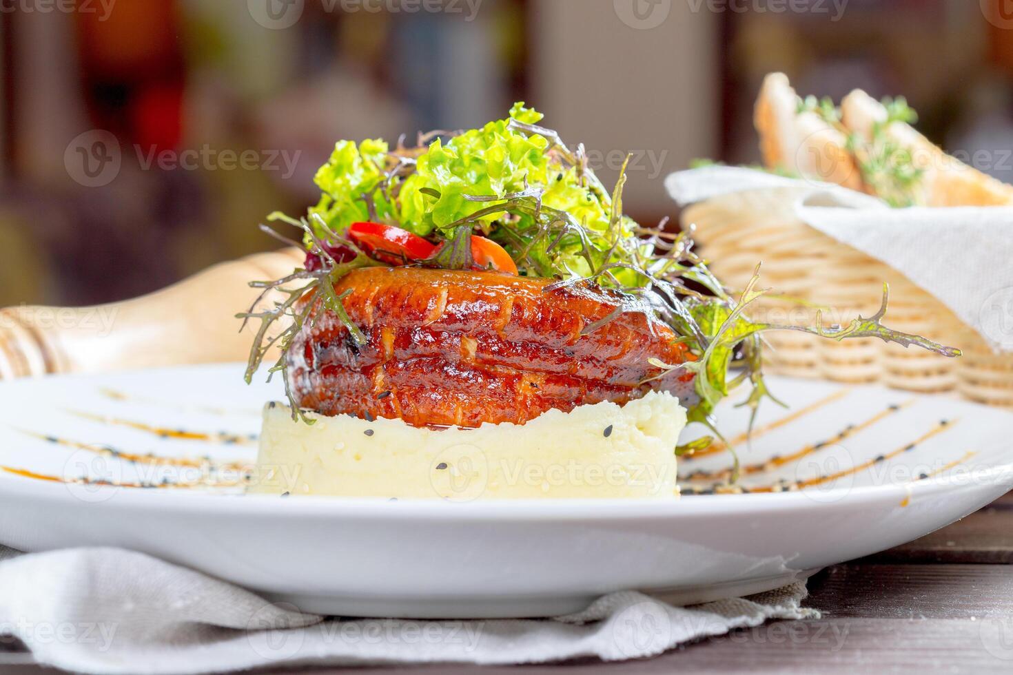 grilled fish with potatoes pure photo