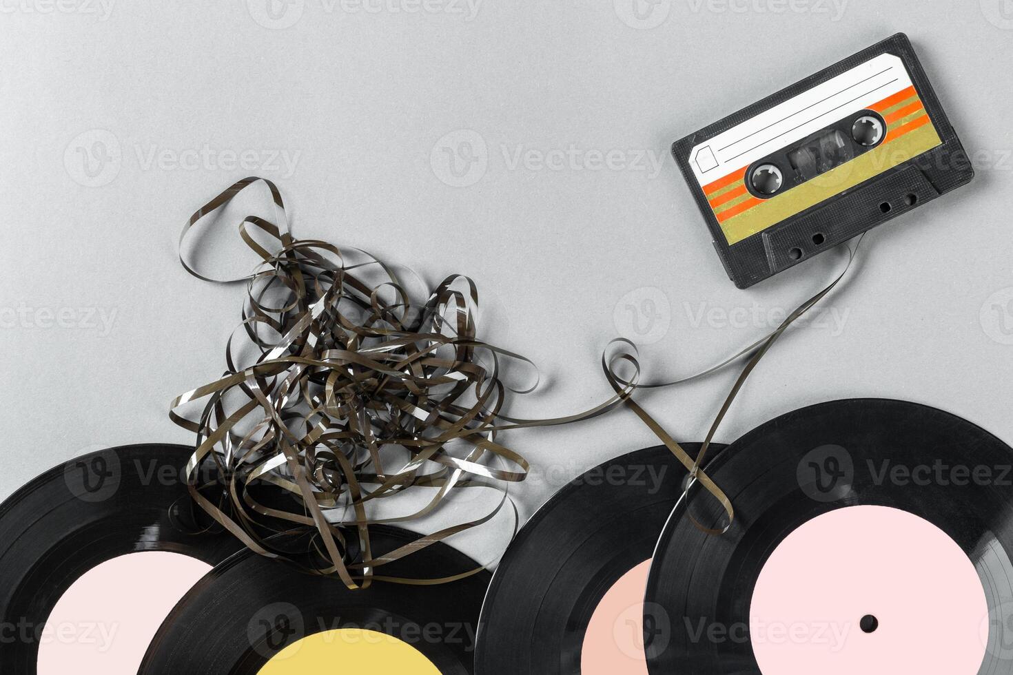 vintage vinyl on gray background photo