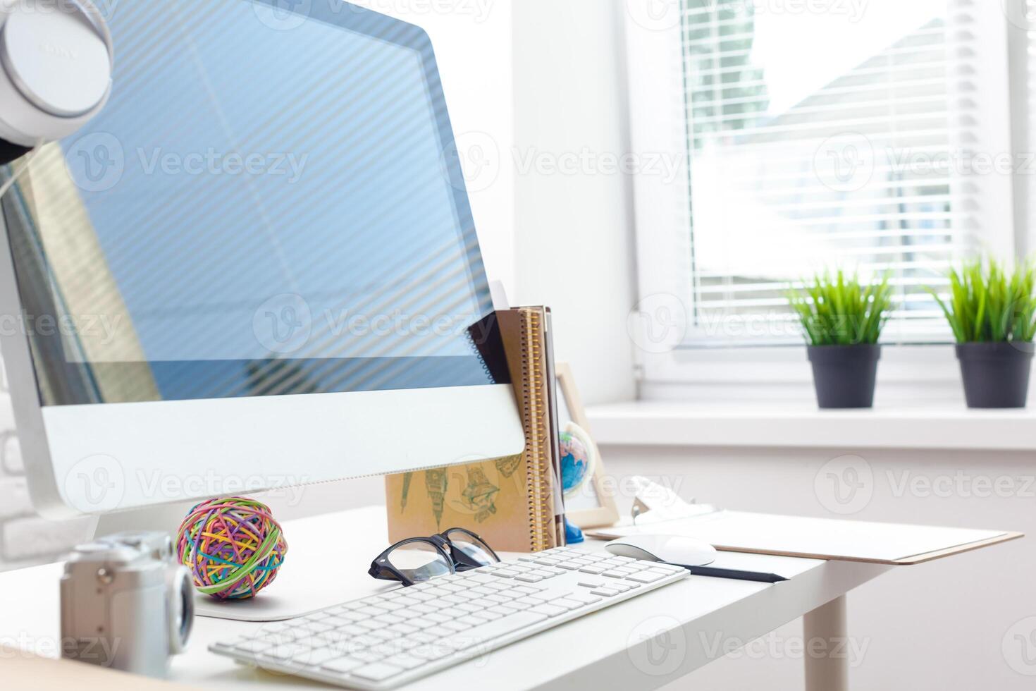 working table with computer photo