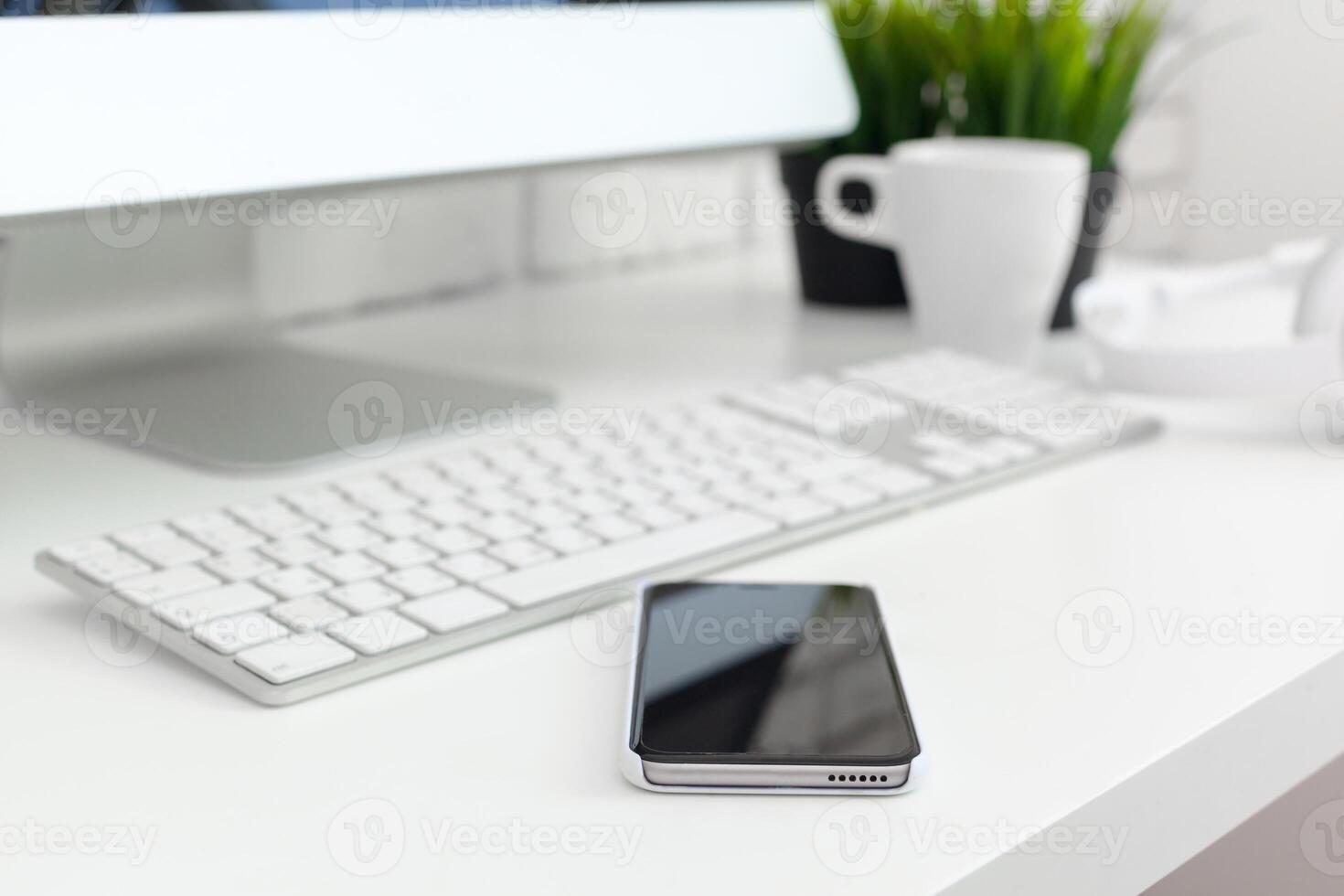 working table with computer photo