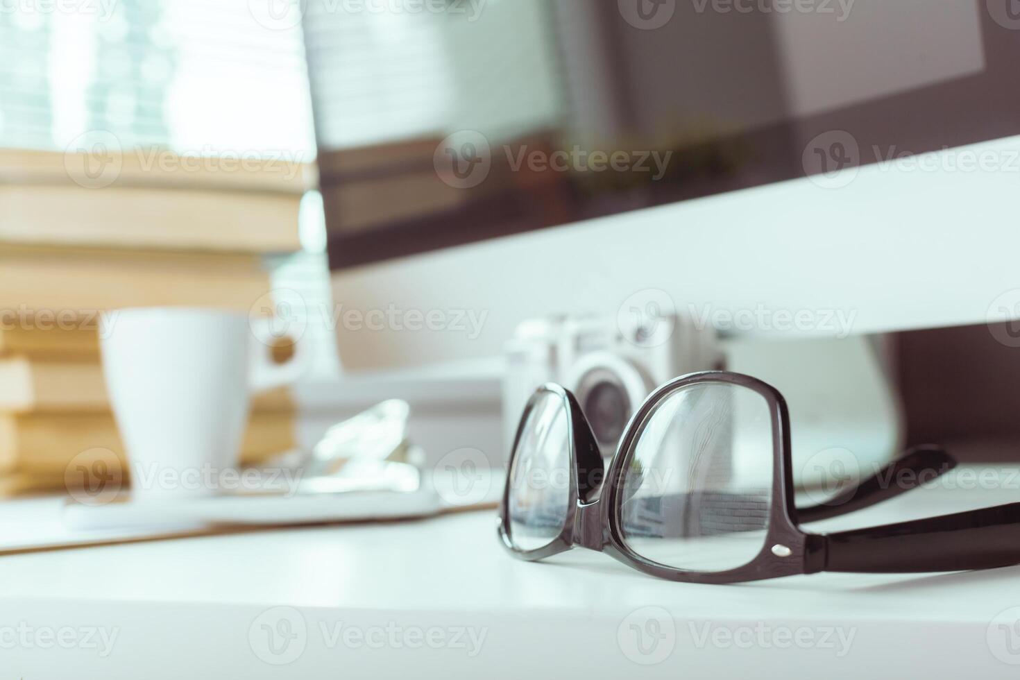 working table with computer photo