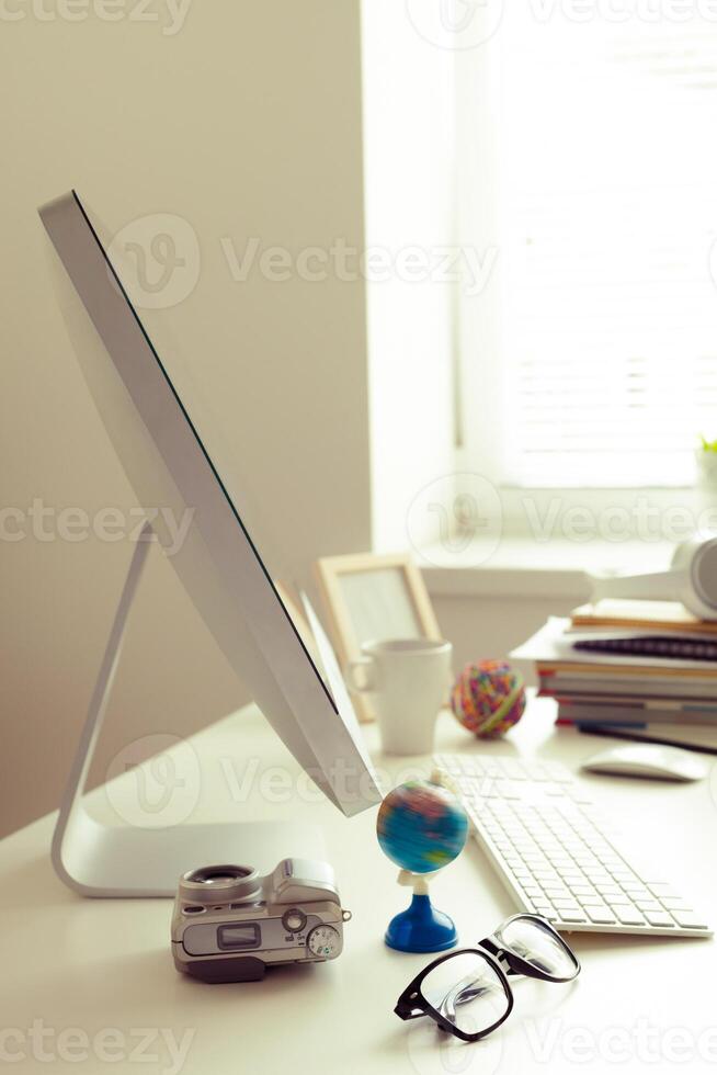 working table with computer photo