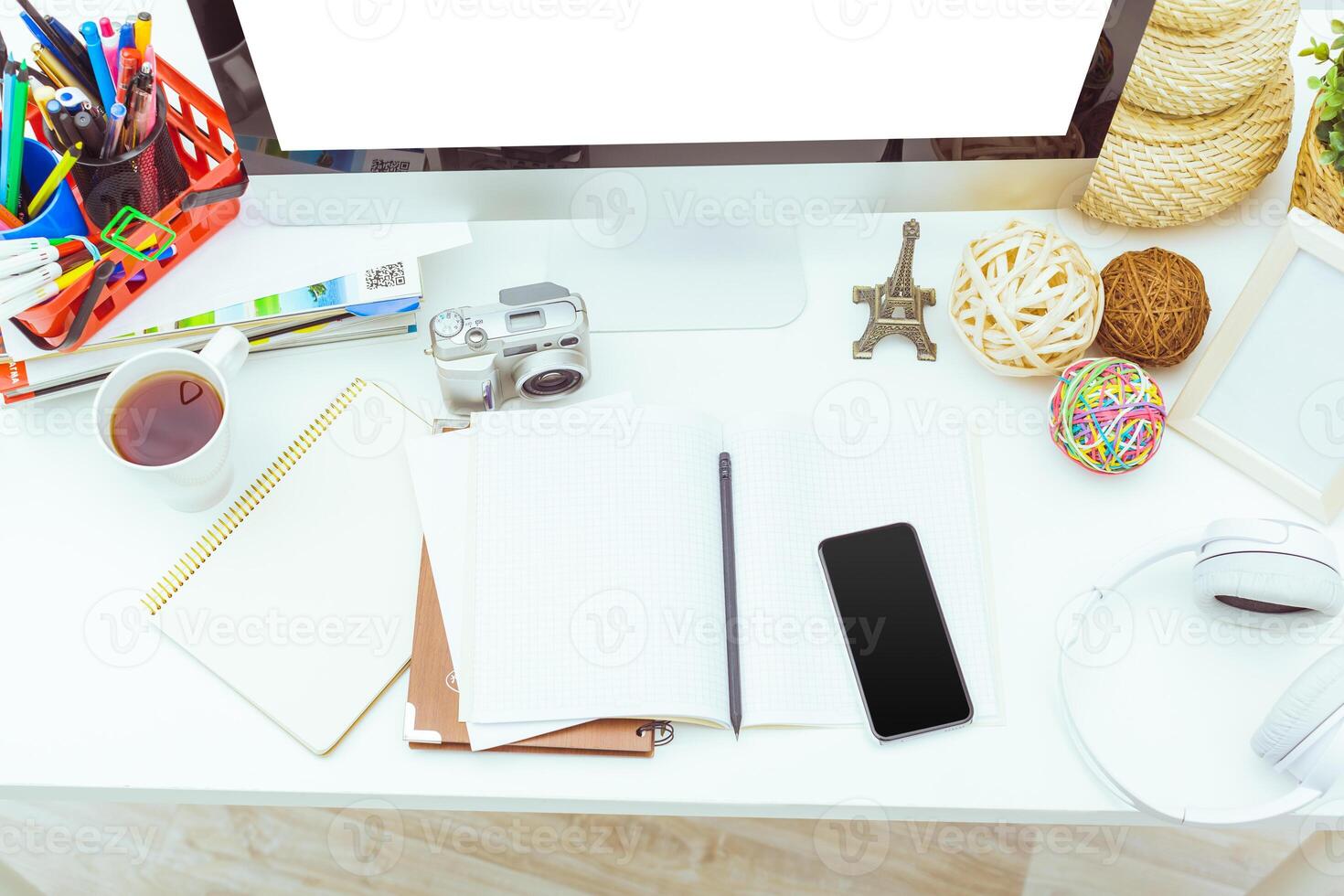 working table with computer photo