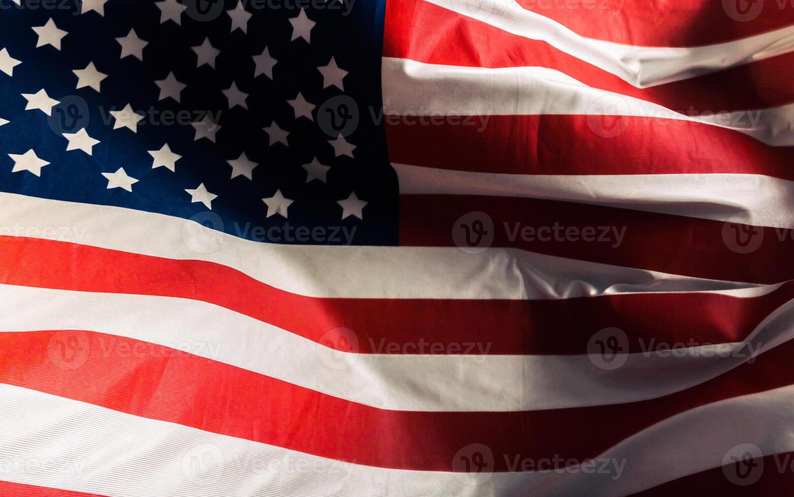 Closeup of ruffled American flag photo