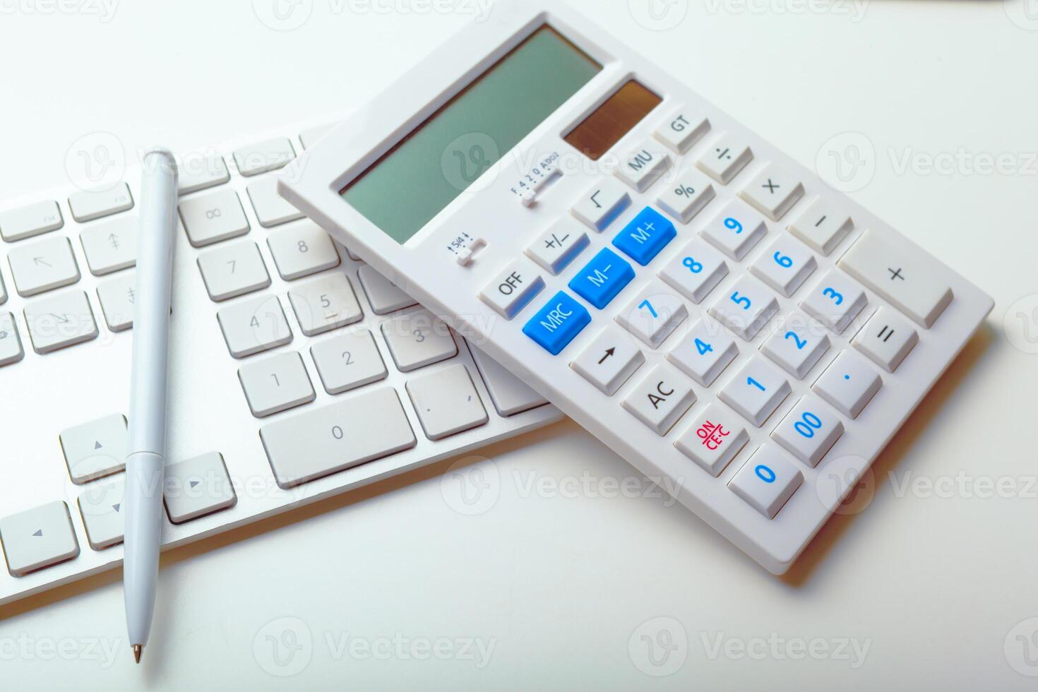 Close up image of computer office keyboard on a white background photo