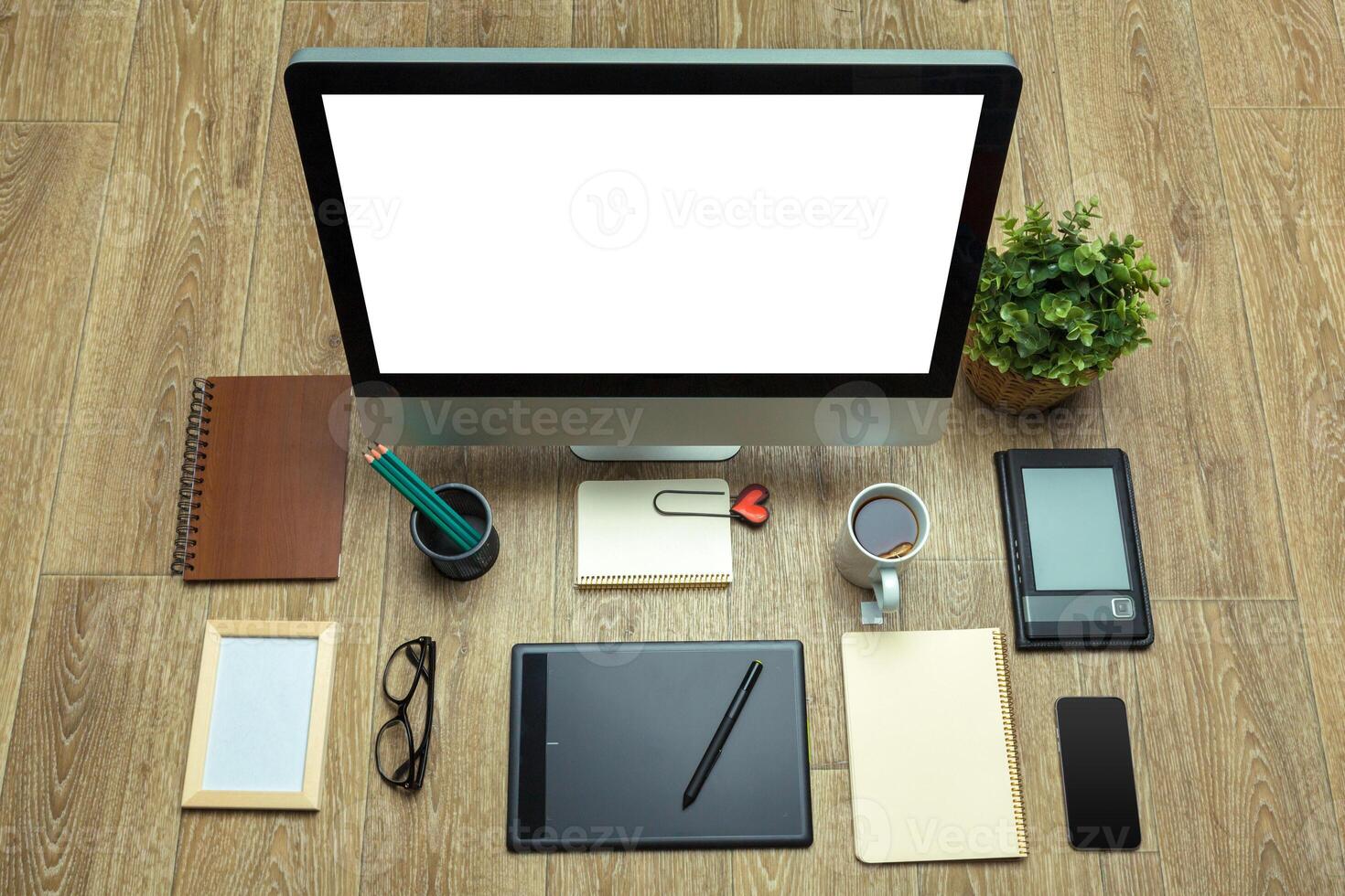 Working place of designer, close-up photo