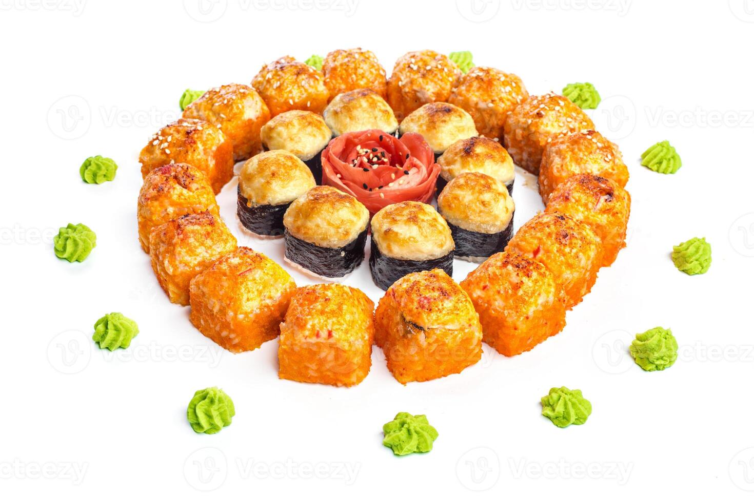 sushi set on white background photo