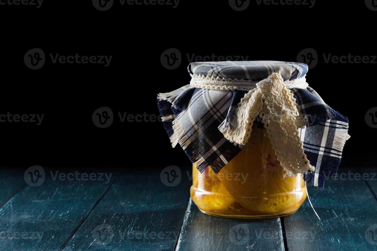 Homemade jars of fruits photo