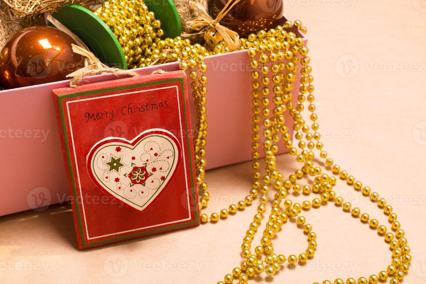 Xmas or new year composition with holiday decorations photo